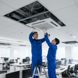 Ofis tavanında VRF iç ünite montajı yapılan görsel