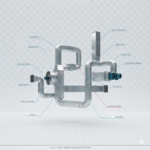 Havalandırma kanal sistemi 3D proje görseli